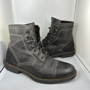 Johnston & Murphy Gray Leather Cap Toe Boots Lace Up Breaker Combat Size 8.5 M